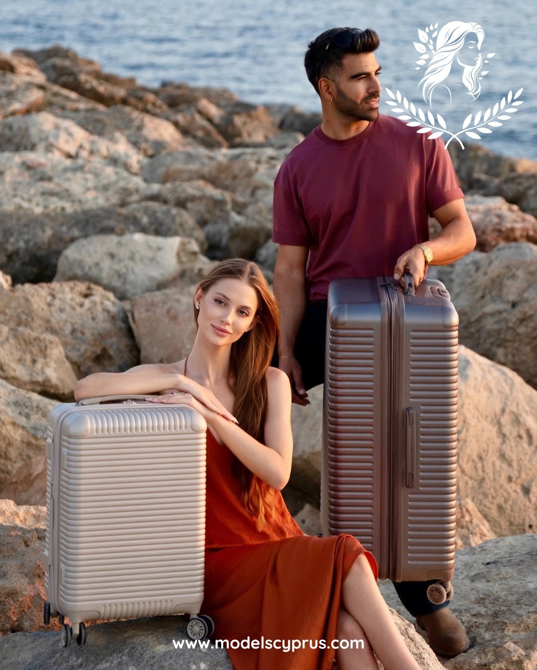 Models Cyprus international IFLY luggage campaign